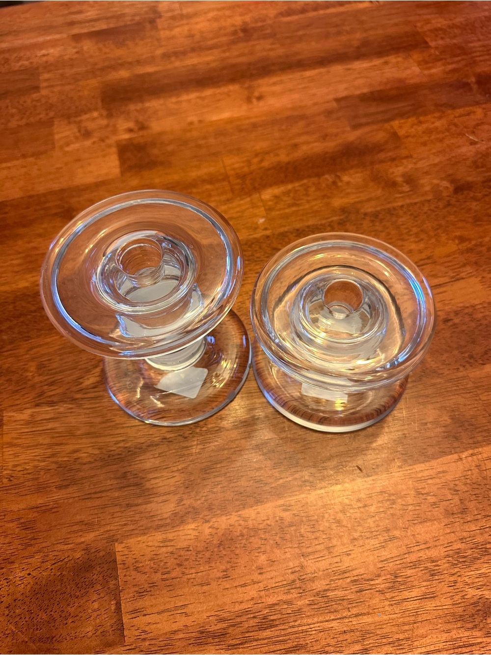 Vintage Pottery Barn Claro Glass Candle Holders – Set of 2 – 3.25" & 4.5" - Picture 5 of 7